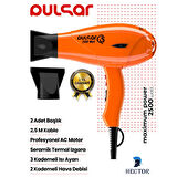 Hector Pulsar Q5 Profesyonel Saç Kurutma & Fön Makinesi 2500W Performans - Turuncu