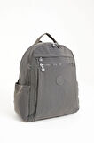 Unisex Suya Dayanıklı Krinkıl Kumaş Çok Gözlü Koyu Gri Laptop Okul Ve Sırt Çantası