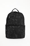 Unisex Suya Dayanıklı Orta Boy Krinkıl Kumaş Siyah Desenli Laptop Okul Ve Seyahat Sırt Çantası
