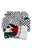 Filistin Bayrağı Püskül Keffiyeh İşlemeli Gazze Keffiyeh 10 Parça  S300008