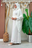 Şallı Drape Detaylı Sandy Elbise 3922 Ekru