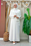 Şallı Drape Detaylı Sandy Elbise 3922 Ekru