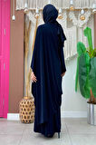 Şallı Drape Detaylı Sandy Elbise 3922 Lacivert