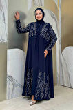 Taş Detaylı Yelekli Elbise Takım 3929 Lacivert