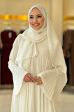 Pilise Detaylı Uzun Tunik ve Pantolon İkili Takım 8575 Ekru