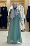 Taş Detaylı Elbise Abaya Takım 3943 Mint