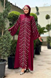 Taş Detaylı Abiye Elbise 3915 Bordo