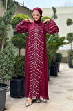 Taş Detaylı Abiye Elbise 3915 Bordo