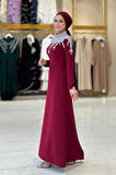 Taş Detaylı Abiye Elbise 3916 Bordo