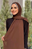 Taş Detaylı Şifon Şal 2026 Kahverengi