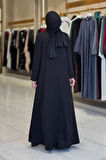Arapça Harf Baskı Detaylı Abaya 70015 Siyah