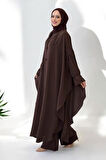 Tunik, Pantolon ve Abaya Üçlü Takım 8663 Kahverengi