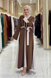 Fiyonk Detaylı Abaya Elbise Takım 3955 Kahverengi