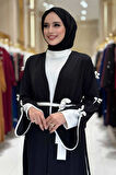 Fiyonk Detaylı Abaya Elbise Takım 3955 Siyah
