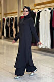Düğmeli Cepli Tunik ve Pantolon İkili Takım 8682 Siyah