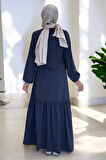 Bağlama Detaylı Elbise 3974 Lacivert