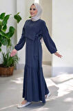 Bağlama Detaylı Elbise 3974 Lacivert