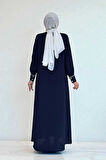 Boydan Düğmeli Ferace Elbise 3975 Lacivert