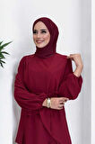 Asimetrik Kesim Tunik Pantolon İkili Takım 8694 Bordo