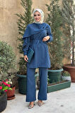 Sedef Kumaş Tunik Pantolon İkili Takım 8693 İndigo
