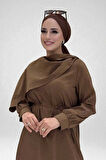 Sedef Kumaş Tunik Pantolon İkili Takım 8693 Kahverengi