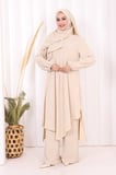 Umre Dubai Tunik Pantolon Takım ŞAL HEDİYE  8003 Taş