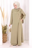Tek Omuz Gold Toka Detaylı Tunik Pantolon Takım 8698 Haki