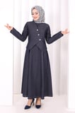 Yelekli Denim Elbise 6081 Lacivert