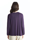 LCW Grace MOR Bağlamalı Yaka Nakışlı Kadın Bluz