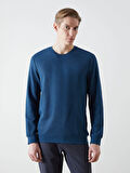 LCWAIKIKI Classic Indigo Bisiklet Yaka Uzun Kollu Erkek Sweatshirt