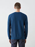 LCWAIKIKI Classic Indigo Bisiklet Yaka Uzun Kollu Erkek Sweatshirt