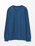 LCWAIKIKI Classic Indigo Bisiklet Yaka Uzun Kollu Erkek Sweatshirt