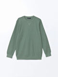 LCWAIKIKI Classic Yeşil Bisiklet Yaka Uzun Kollu Erkek Sweatshirt