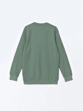 LCWAIKIKI Classic Yeşil Bisiklet Yaka Uzun Kollu Erkek Sweatshirt