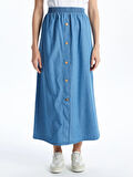 LCW Grace Mavi Beli Lastikli Kadın Jean Etek