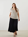 LCW Grace Siyah Beli Lastikli Kadın Etek