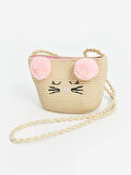 LCW ACCESSORIES Bej Kedi Figürlü Kız Çocuk Hasır Omuz Çantası