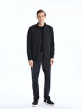 LCWAIKIKI Classic Siyah Regular Fit Uzun Kollu Gabardin Erkek Gömlek