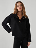 Dik Yaka Düz Oversize Kadın Sweatshirt_W4DN15Z8-CVL_8684680624613_XL