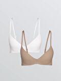 LCW DREAM Kahverengi Balensiz Dolgusuz Düz Sütyen 2'li Paket