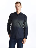 LCWAIKIKI Classic Lacivert Regular Fit Uzun Kollu Gabardin Erkek Gömlek