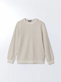 LCWAIKIKI Classic Bej Bisiklet Yaka Uzun Kollu Erkek Sweatshirt