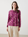 LCW Grace Mürdüm Bağlamalı Yaka Çiçekli Bluz