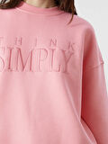 Bisiklet Yaka Nakışlı Oversize Kadın Kalın Sweatshirt_W4KY49Z8-FHG_8684681035708_M - L