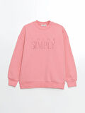 Bisiklet Yaka Nakışlı Oversize Kadın Kalın Sweatshirt_W4KY49Z8-FHG_8684681035708_M - L