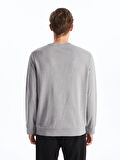 LCWAIKIKI Classic Gri Bisiklet Yaka Uzun Kollu Baskılı Erkek Sweatshirt