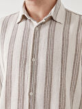 XSIDE GRİ Regular Fit Uzun Kollu Çizgili Erkek Gömlek