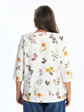 LCW Grace EKRU V Yaka Desenli Kadın Bluz