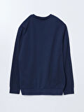 LCWAIKIKI Classic Lacivert Bisiklet Yaka Uzun Kollu Baskılı Erkek Sweatshirt