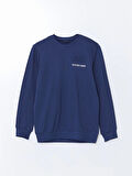LCWAIKIKI Classic Lacivert Bisiklet Yaka Uzun Kollu Baskılı Erkek Sweatshirt